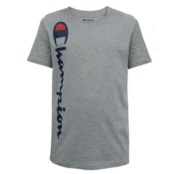 CHAMPION - NWOT Boys Sz 18-20 Vertical Script Logo Tee/Oxford Heather - Picture 10 of 11